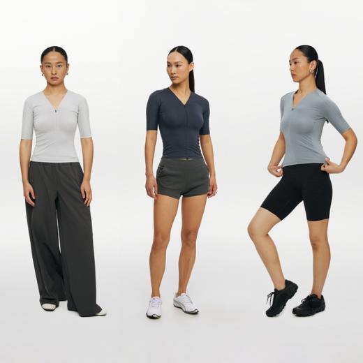 oneup运动防晒半拉链短袖T恤 商品图4