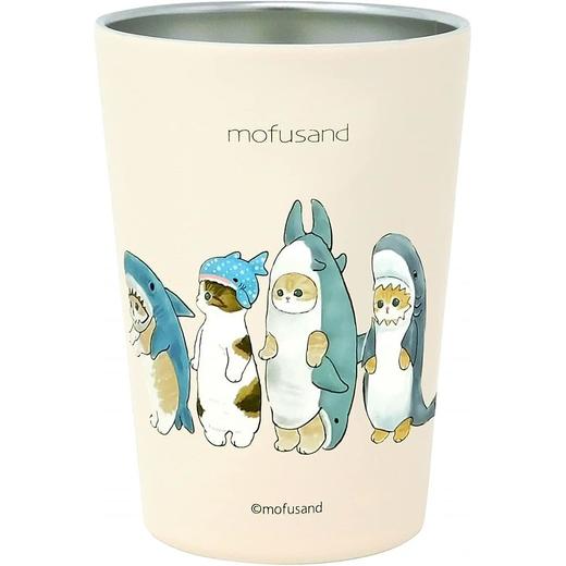 日本进口东亚金属mofusand 带木盖随行杯350ml（鲨鱼猫） 商品图5