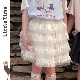 littletime女童半身裙2025夏款时尚洋气女宝蛋糕纱裙百搭蕾丝纱裙
