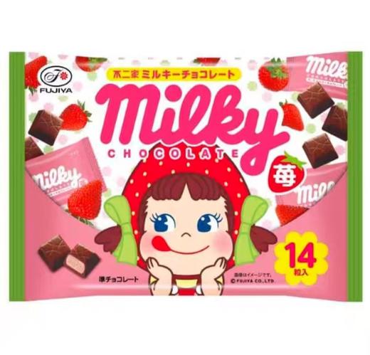 不二家牛奶草莓味代可可脂巧克力制品61.6g/袋 商品图0