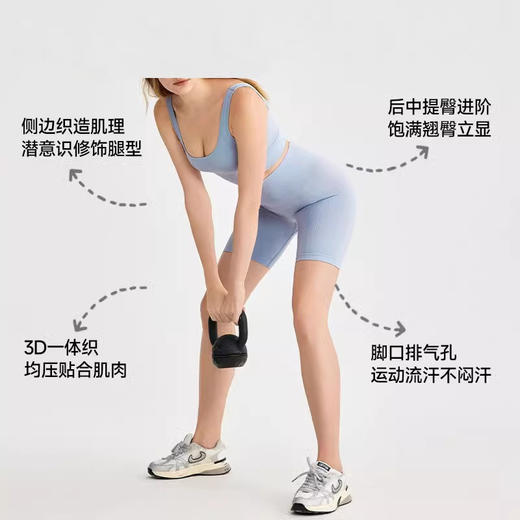 【限时秒】YOGACODE【火树银花系列】紧身高腰蜜桃臀瑜伽短裤透气无缝一体织健身裤DWS115456 商品图3