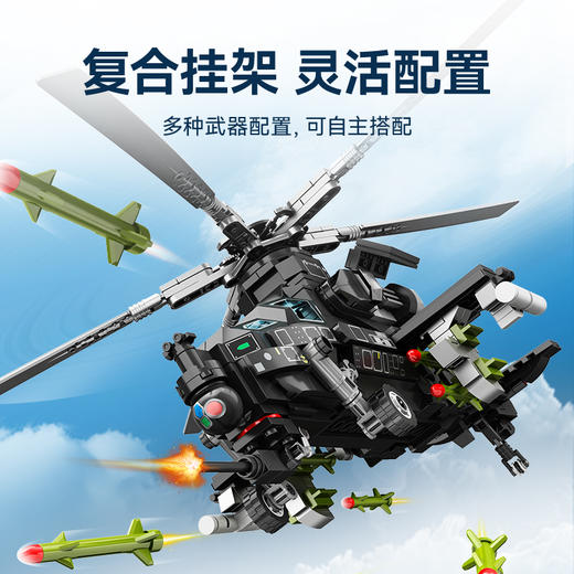 森宝积木武直直升机模型飞机航模儿童拼装玩具收藏摆件 商品图1