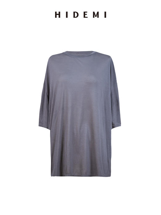 HIDEMI皮肤衣系列新款凉感超薄清透圆领宽松慵懒短袖面膜t恤 骑士蓝/自然白/浅花灰/锡器灰/黑色 商品图12