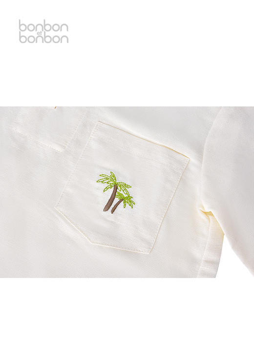 度假椰树刺绣棉麻上衣 商品图3
