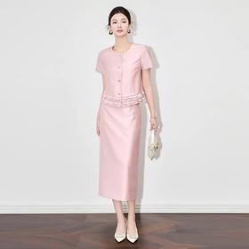 【高货wl】全新升级【铂金会员367/天猫489/差价122】(99700) 洛诗琳雅致独特欧若风花边拼接上衣时尚气质半身裙女套装