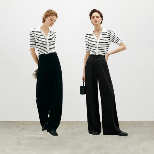 【商场同款】麦檬Polo领+V开舒适套头短毛衫5F4131481 商品图1