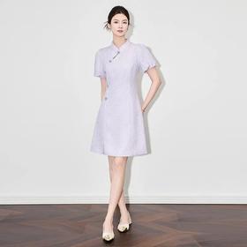 【高货wl】全新升级【铂金会员312/天猫419/差价107】(95558) 洛诗琳新中式端庄温婉国风立领斜襟肌理提花天丝连衣裙