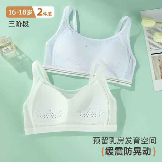 雅黛俪 【16-18岁 2件装】3阶少女文胸网纱轻薄洞洞杯发育期内衣 商品图2