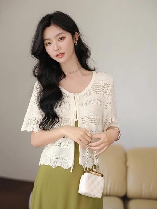 奢姿大码女装2025夏季减龄镂空V领时尚针织衫胖妹妹简约百搭上衣9652693806 商品图2