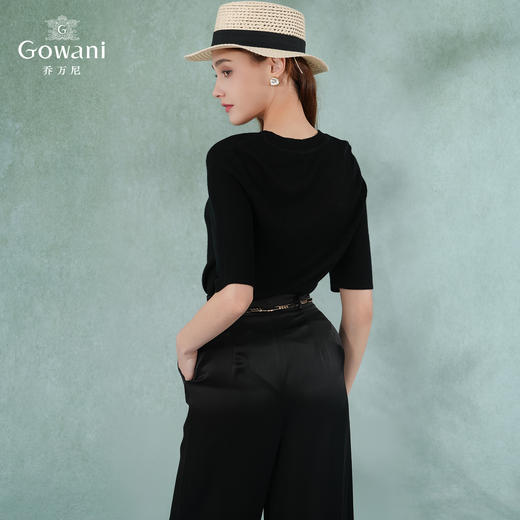 【两色可选】乔万尼冰丝打底针织衫女薄款小香风设计感圆领夏款中袖EI2M812 商品图7