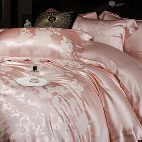 自然醒千帧锦丝缎提花镂空纯色四件套高端真丝棉贡缎别墅风凉感冰丝滑床上用品KY