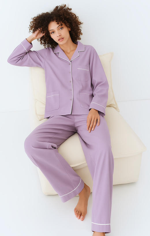 官网799！华歌er同款莱赛尔天丝精梳棉月子服家居服女 宽松透气长袖长裤睡衣裤套装可外穿 商品图6