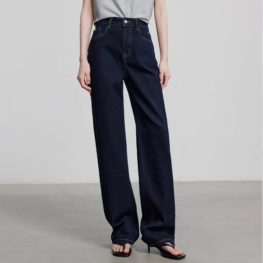 初语修型牛仔裤|复古弹力窄版显瘦直筒阔腿裤 商品图3