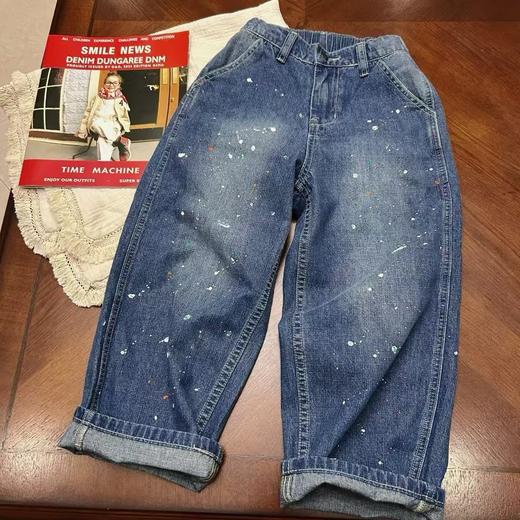 2025春季DD日系儿童刺绣徽章图案小瓢虫泼墨口袋直筒牛仔裤！ 商品图1