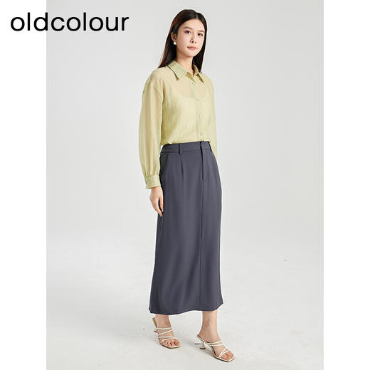 oldcolour夏季新款气质通勤高腰显瘦垂感西装半身长裙女Q240608A1 商品图3