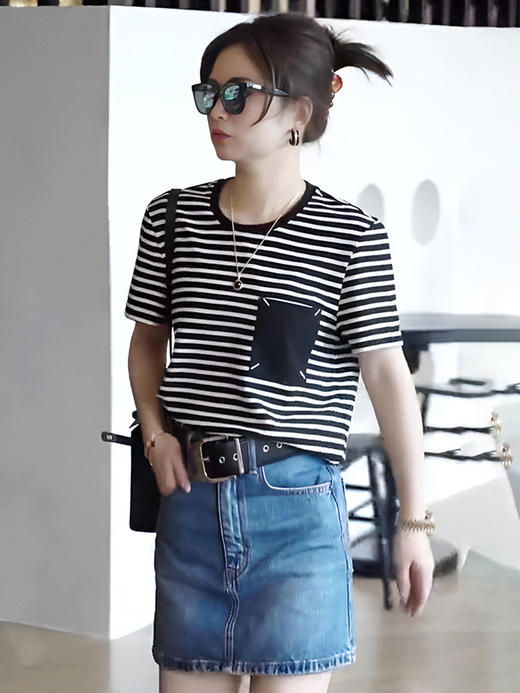 【高品质私服】【ML贴布刺绣条纹短袖T恤】清爽透气，享受来自全棉的舒适魅力G0871-CC【无标出货 介意慎拍】 商品图0