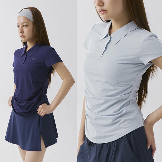 CryingCenter 凉感系列Polo领运动收腰褶皱上衣 哭喊中心 商品图1