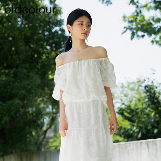 oldcolour夏季新款白色设计感小众气质印花短袖上衣女Q250107A1 商品图2