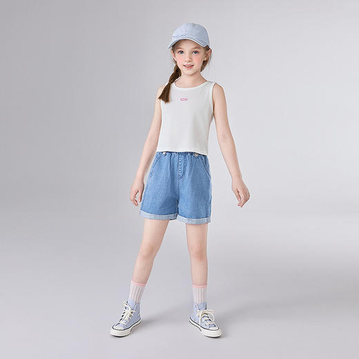 笛莎Deesha 童装女童T恤2025夏新款女童基础无袖字母小标背心丅恤 商品图2