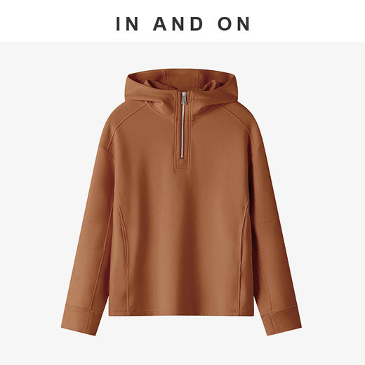 55180  IN AND ON  城市假日 精梳棉休闲半拉链连帽卫衣   商品图3