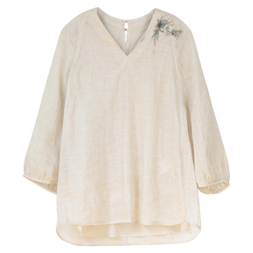 牧衣游原创 手工刺绣苎麻炒色套头衫轻薄柔软文艺百搭上衣 揽流光 商品图4