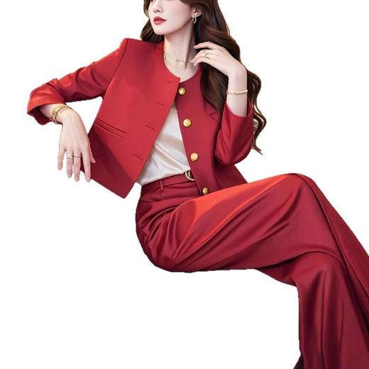 早春轻奢高级感大方得体正式场合气质小香风西装外套裤子职业套装 商品图4