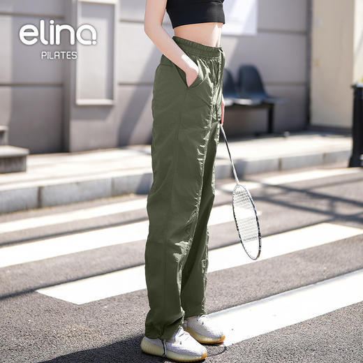 一恋•普拉提 2025春季新款轻盈速干休闲裤宽松褶皱系带运动裤QC3021 商品图9