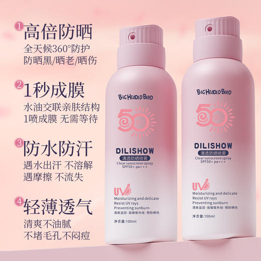 【一喷防水汗，放肆趣玩~】防晒喷雾霜50倍 耐晒防紫外线 清爽学生军训 全身通用防水防汗-QQ 商品图2