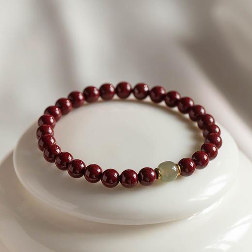 丁摩 原矿高含量朱砂透光和田玉手链情侣古风本命年礼物男女5ZF-1 商品图3