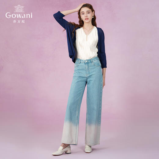 乔万尼针织衫薄款女开衫冰丝上衣女v领外套七分袖早春新款EI2M813 商品图2