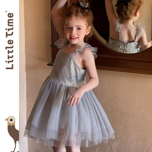 Little time女童公主裙2025蓬蓬裙闪亮芭蕾吊带背心连衣裙演出服 商品图2