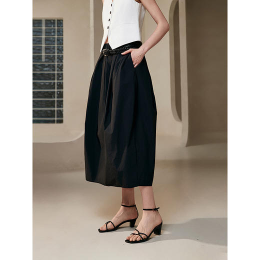 棉仓363617006-初棉立体捏褶花苞松紧半身裙 商品图1