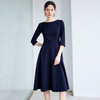 IWY/大方得体连衣裙新款今年流行爆款藏青色法式圆领中长款伞裙Q1265 商品缩略图0