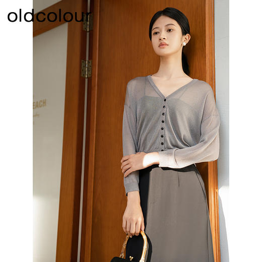 oldcolour夏季新款薄款气质时尚通勤V领上衣短外套女Q240501A1 商品图3