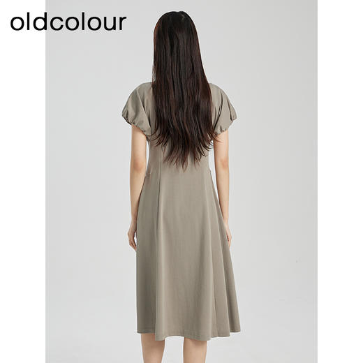 oldcolour夏季新款设计感小众高腰A字中长款短袖连衣裙Q281005A1 商品图4