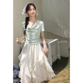 鹿向南「眠枝织影」假两件拼接连衣裙女夏季设计感收腰显瘦长裙子L53969