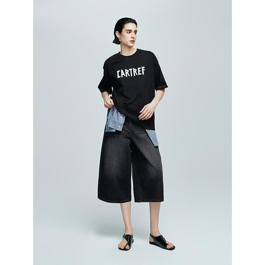 棉仓363624006-初棉环保水洗直筒显瘦七分牛仔裤 商品图4