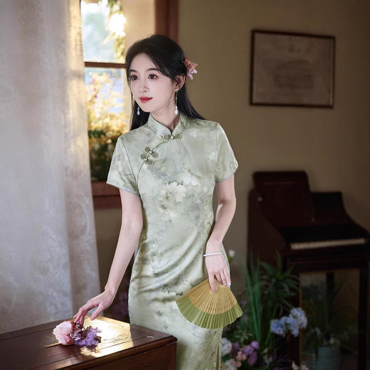 水蓝改良文艺修身年轻款日常清雅旗袍XL1218 商品图2