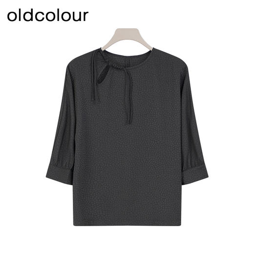oldcolour夏季新款新中式简约气质百搭中袖套头衬衫女Q220111A1 商品图1