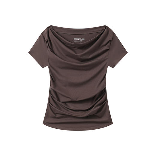 CryingCenter 凉感系列斜肩短袖露肩褶皱凉感上衣 哭喊中心 商品图10