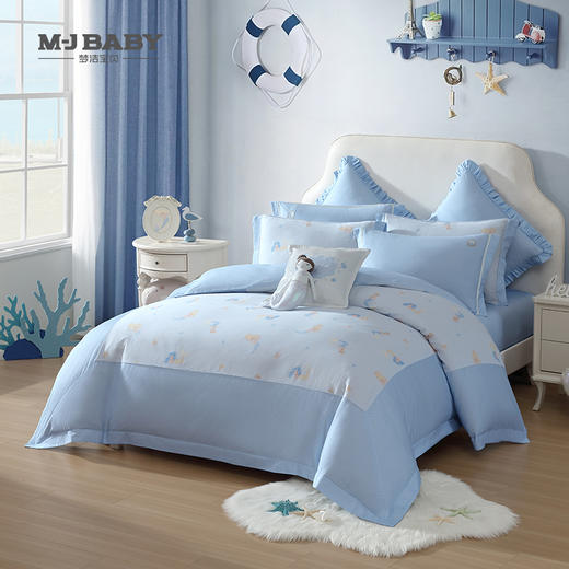 【春上新】10楼 梦洁宝贝 四件套 棉莱赛尔印花三/四件套--蓝色美人鱼 吊牌价999-1299元  活动价699-899元 商品图0
