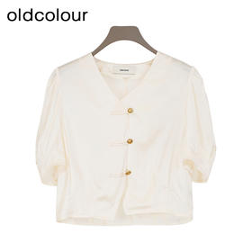 oldcolour夏季新款白色简约通勤气质短款短袖衬衫女DQ280107A1