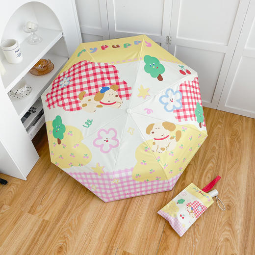 【晴雨两用】可爱小狗弯钩防晒伞 折叠伞小巧便携遮阳伞 高颜值自动女防晒防紫外线 商品图5