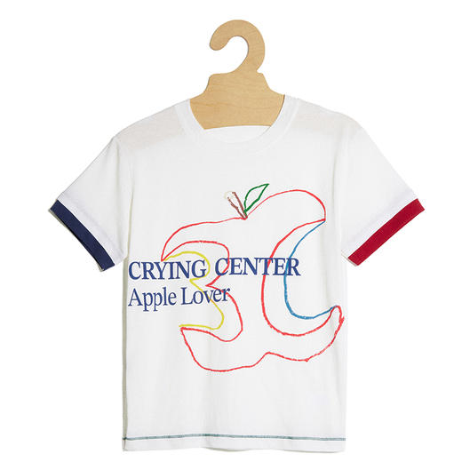 CryingCenter 微透雪花纹理竹节棉轻薄合身正肩线条3C苹果印花Tee 商品图5