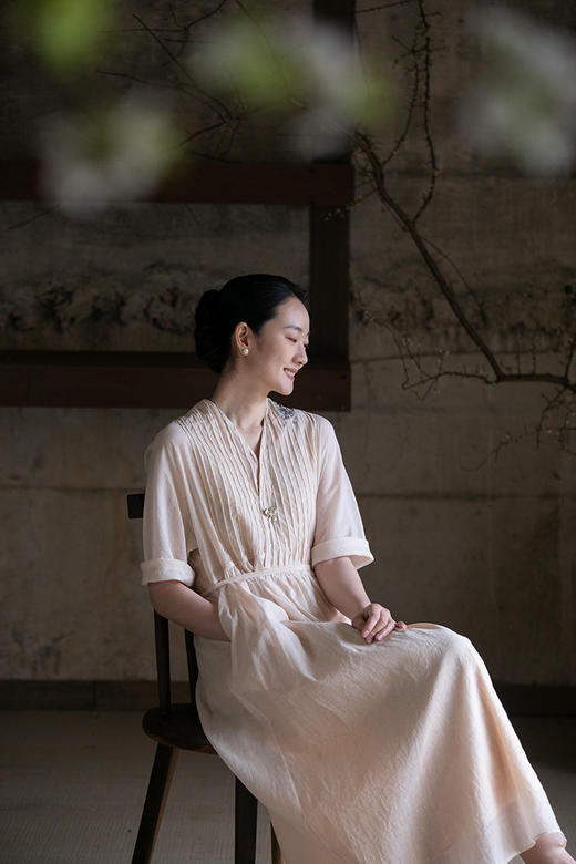 牧衣游原创 手工刺绣丝棉炒色连衣裙清凉轻薄文艺风长裙 解春风 商品图5