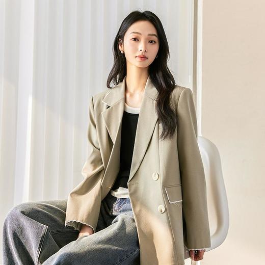 IC 休闲拼接风西装外套女2025新款通勤高级设计感气质短外套 商品图1