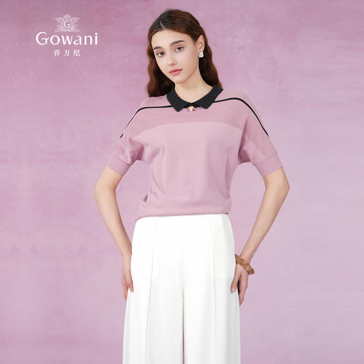 乔万尼夏季新款针织上衣套头短袖针织衫薄款ES2M227 商品图2