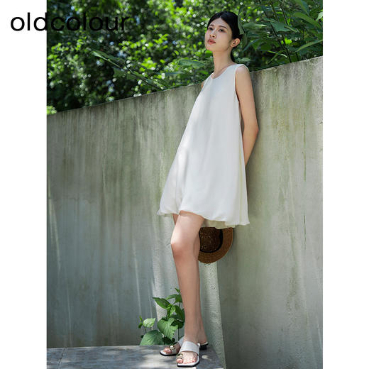 oldcolour夏季新款设计感小众简约气质宽松无袖连衣裙女Q251001A1 商品图3