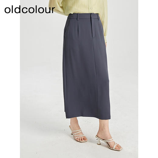 oldcolour夏季新款气质通勤高腰显瘦垂感西装半身长裙女Q240608A1 商品图5