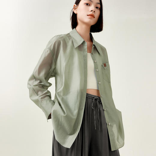 【商场同款】伊芙丽莱赛尔轻透舒肤衬衫1F6121041 商品图4